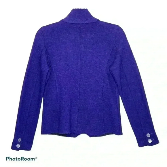 Eileen Fisher Merino Wool Knit Purple Blazer - Picture 4 of 6